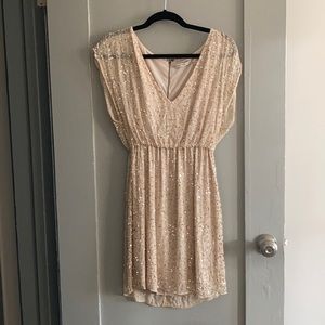 Alice + Olivia Tan Gold Sequin Cocktail Dress